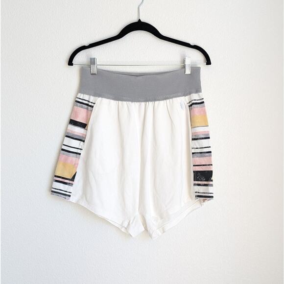 NWT FP Movemen Ivory Textured Camper Stripes Cotton Mini Shorts, size S